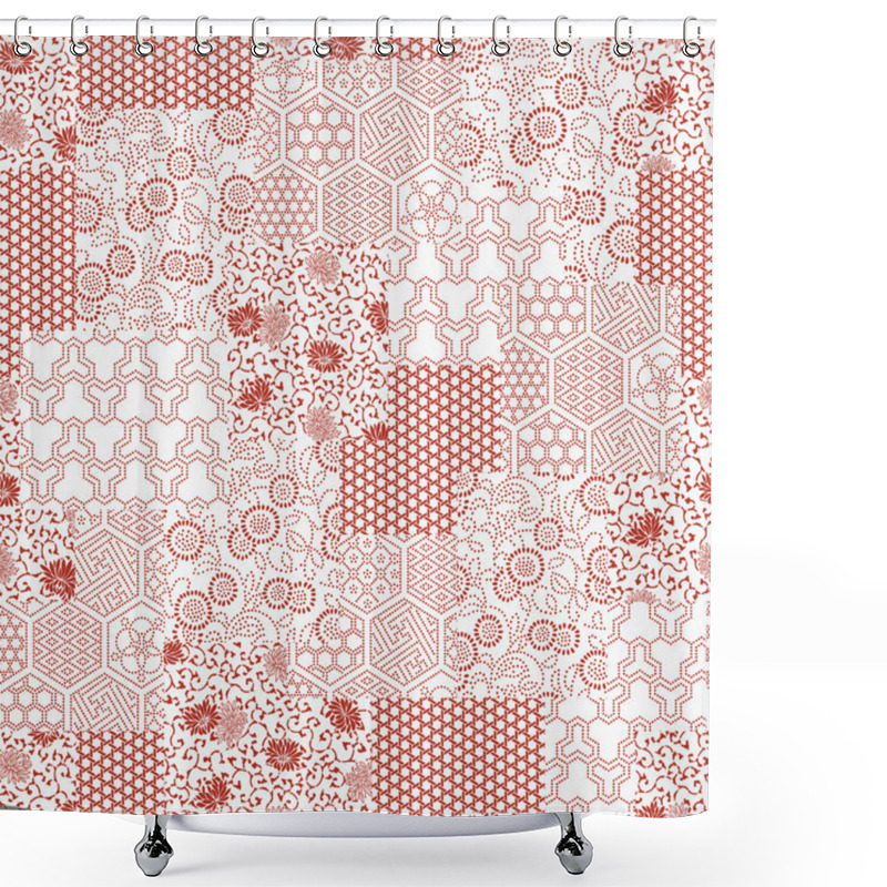 Personality  Japanese Style Pattern Patchwork Shower Curtains