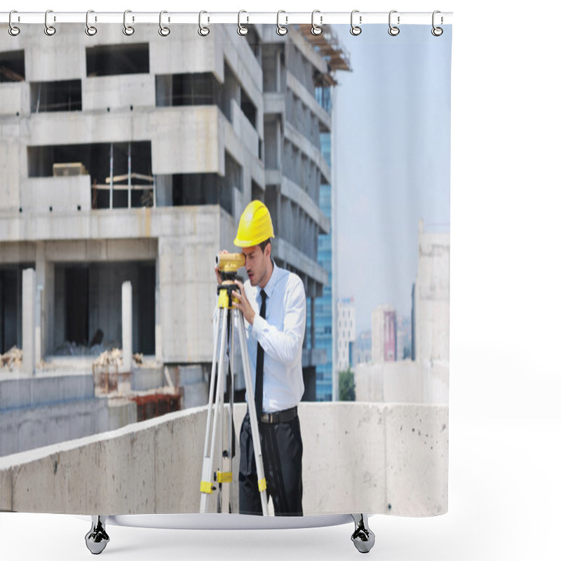 Personality  Architect On Construction Site Shower Curtains