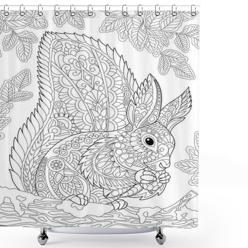 Personality  Zentangle Stylized Squirrel Shower Curtains