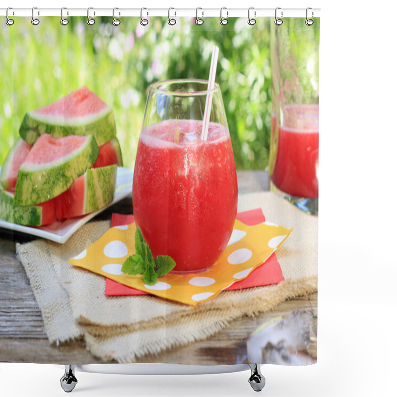 Personality  Watermelon Drink With Straw Shower Curtains