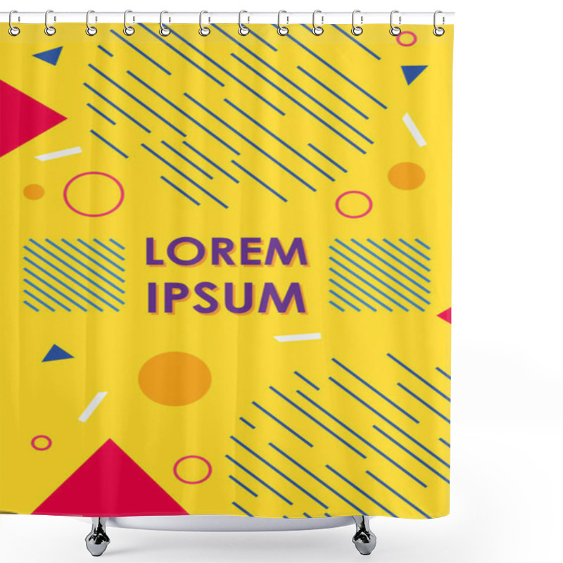 Personality  Memphis Yellow Design With Geomtric Shapes Shower Curtains