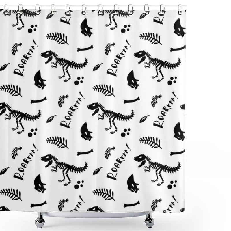 Personality  Dinosaur Skeleton And Fossils. Vector Seamless Pattern.  Shower Curtains