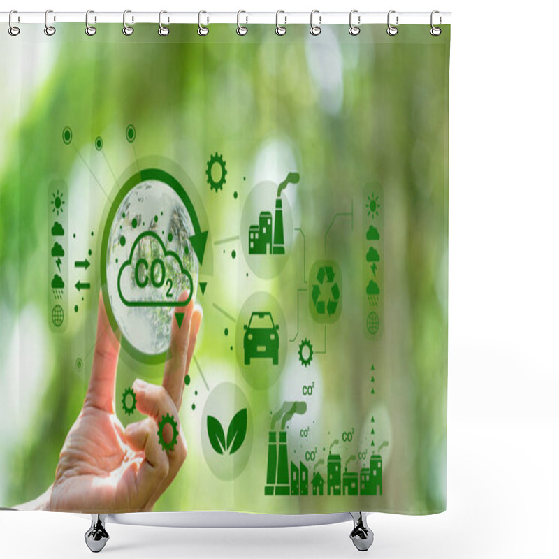 Personality  Developing Sustainable CO2 Concepts And Low Reduce CO2 Emissions And Carbon Footprint To Limit Global Warming And Climate Change. Sustainable Environmental Management, Greenhouse From Renewable Energy Shower Curtains