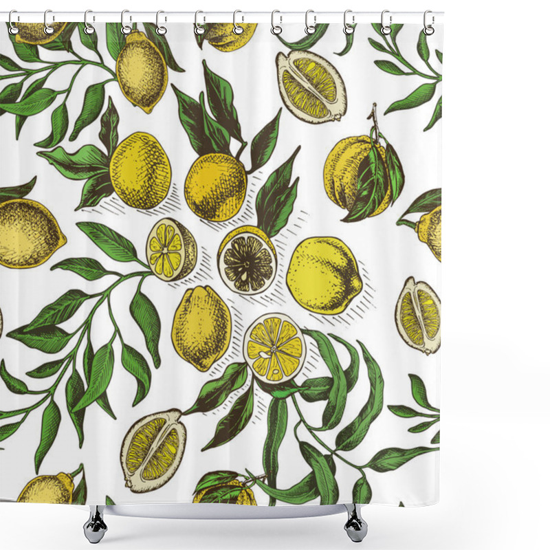 Personality  Fruit Pattern Illustration Of Various Citrus Fruits On White. Shower Curtains