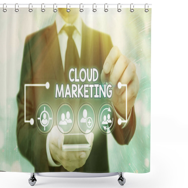 Personality  Handwriting Text Cloud Marketing. Concept Meaning The Process Of An Organisation To Market Their Services. Shower Curtains