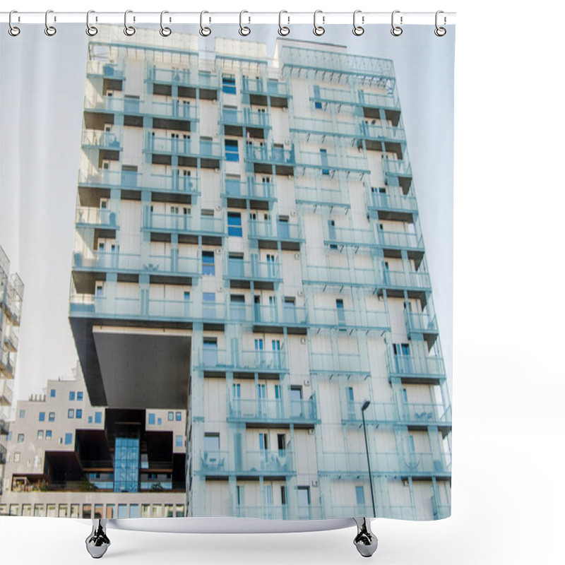 Personality  Low Angle View Of Modern Buildings At Barcode District, Oslo, Norway Shower Curtains