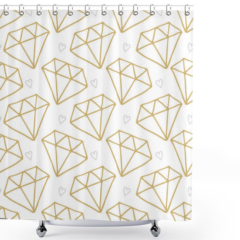 Personality  Vector Seamless Pattern. Diamond In Doodle Style. Hand Drawing. Shower Curtains