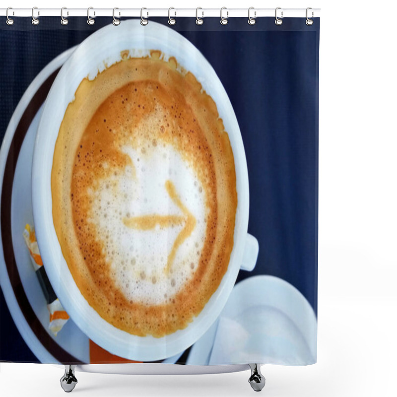 Personality  The Arrow Sign In A Cup Of Coffee, In A Coffee Shop On The Way Of The Camino De Santiago Shower Curtains