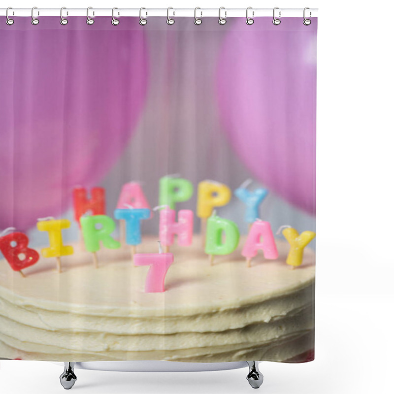 Personality  Birthday Cake With Number Seven  Shower Curtains