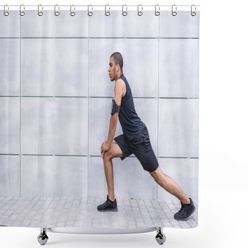 Personality  African American Runner Stretching On Street Shower Curtains