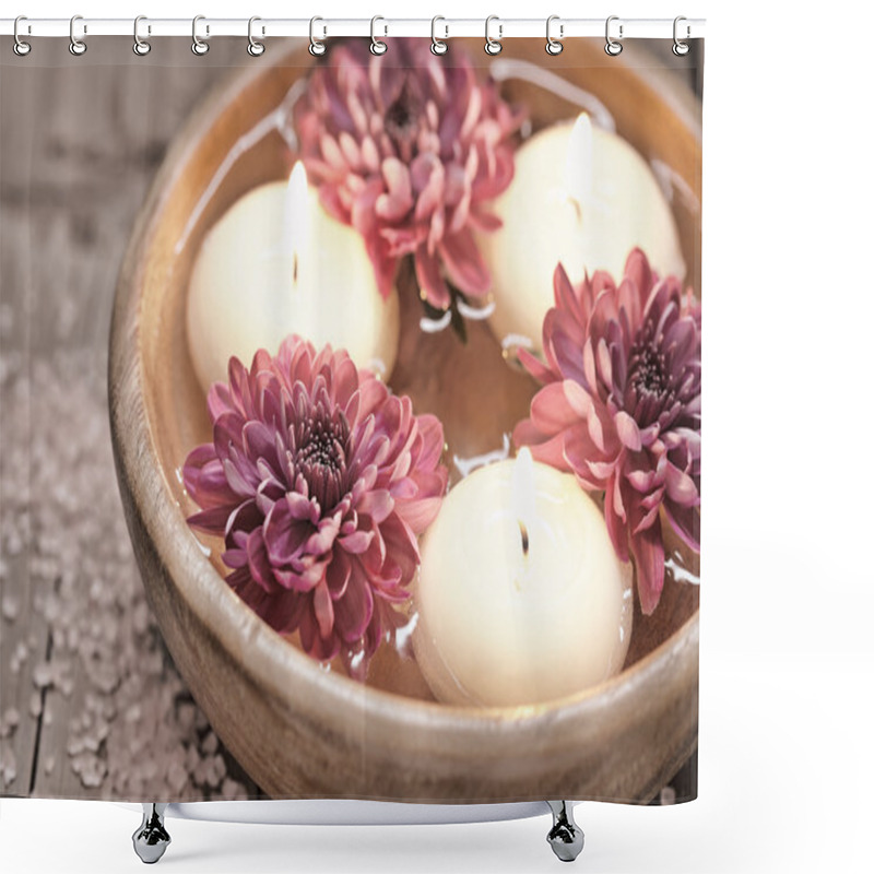 Personality  Spa Theme With Candles And Flowers Shower Curtains