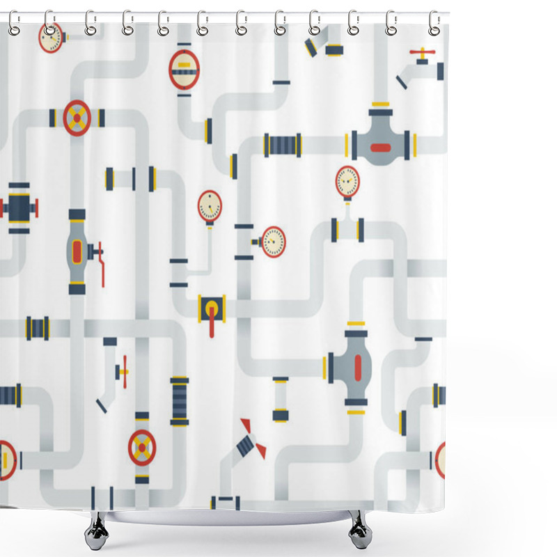 Personality  Seamless Stock Vector Ware Pipes System Pattern. Flat Vector Background Shower Curtains