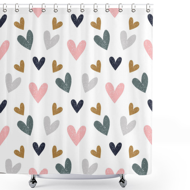 Personality  Seamless Pattern With Hand Drawn  Hearts. Childish Texture For Fabric, Textile, Apparel. Vector Background Shower Curtains