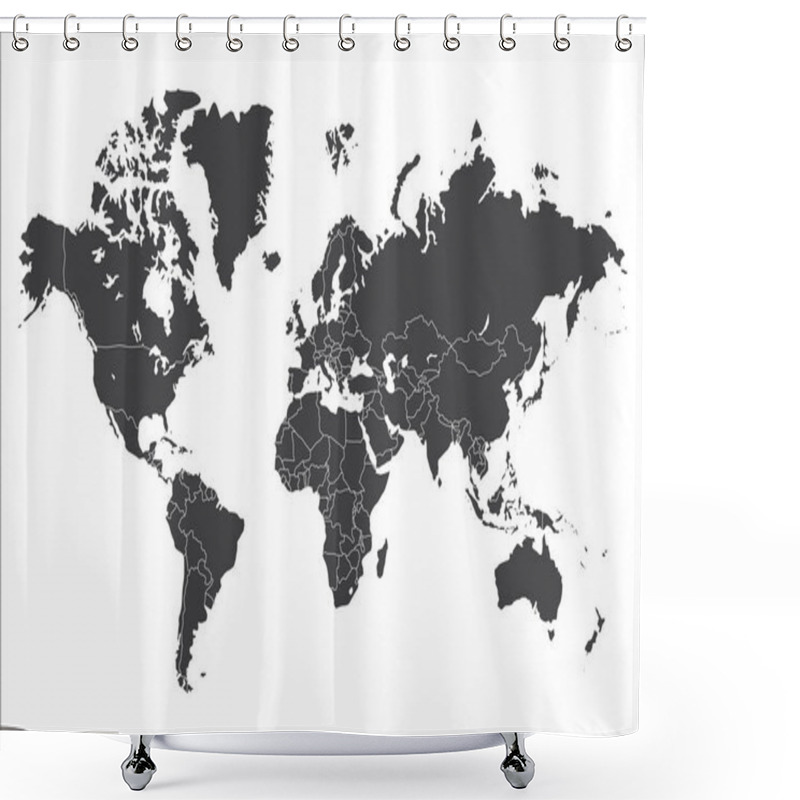 Personality  Political World Map Isolated On White Background, Vector Illustration Shower Curtains