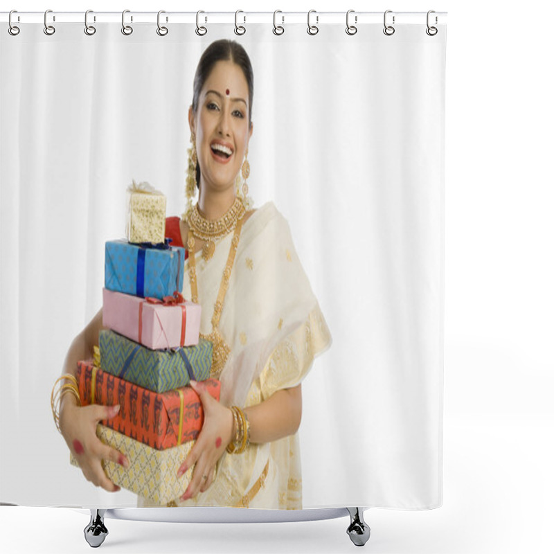 Personality  Woman Holding Shopping Bags Shower Curtains