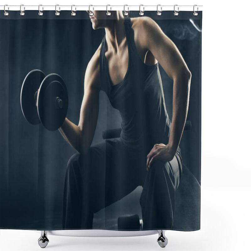 Personality  Lifting The Dumbbells Shower Curtains