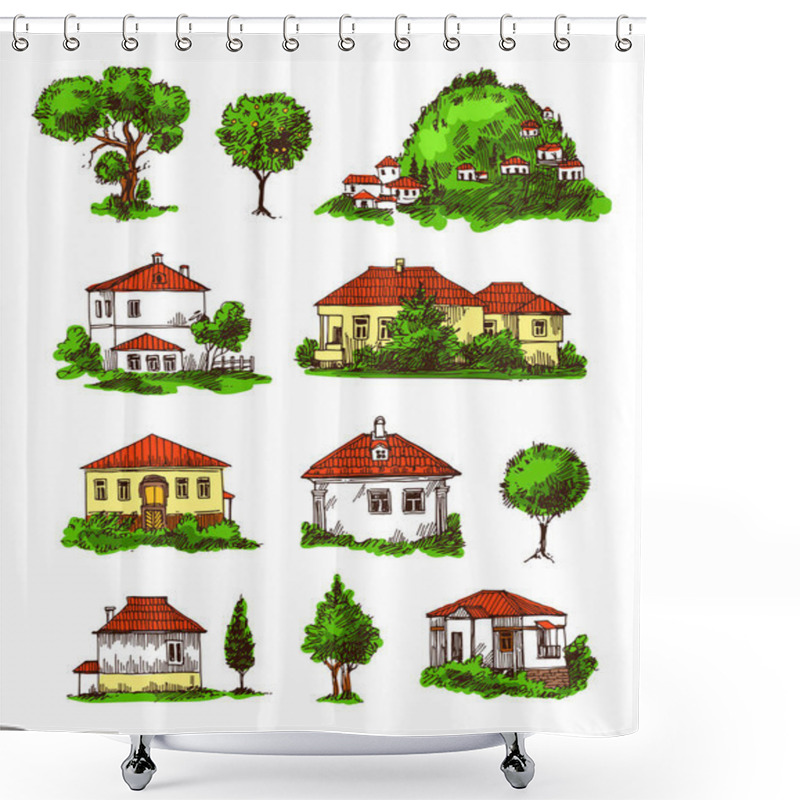 Personality  Eco Farm Illustration Shower Curtains