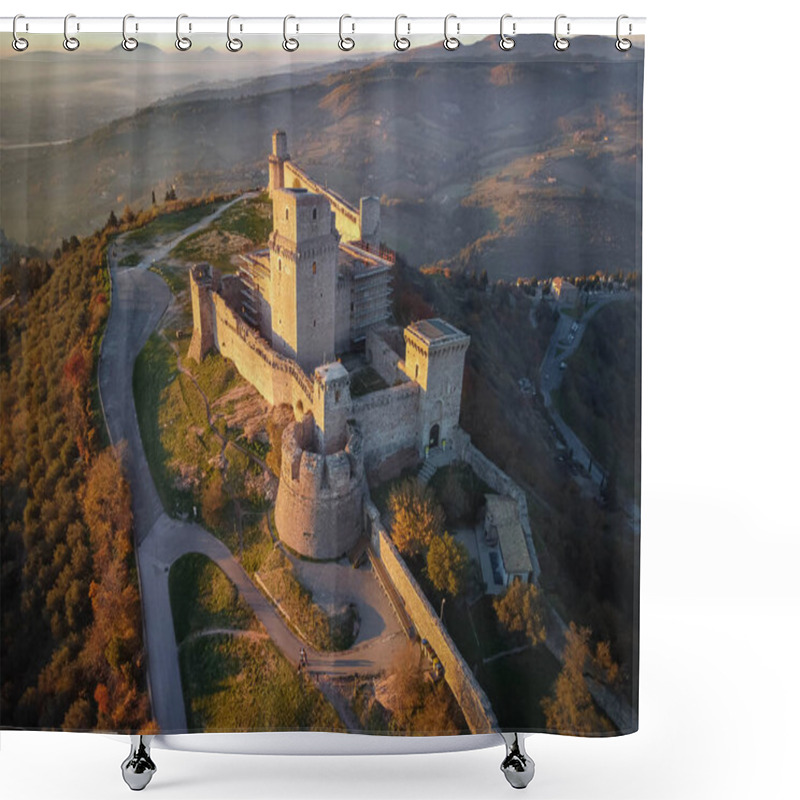 Personality  Aerial View At Sunset On Rocca Major In Assisi In Umbria In Italy Shower Curtains