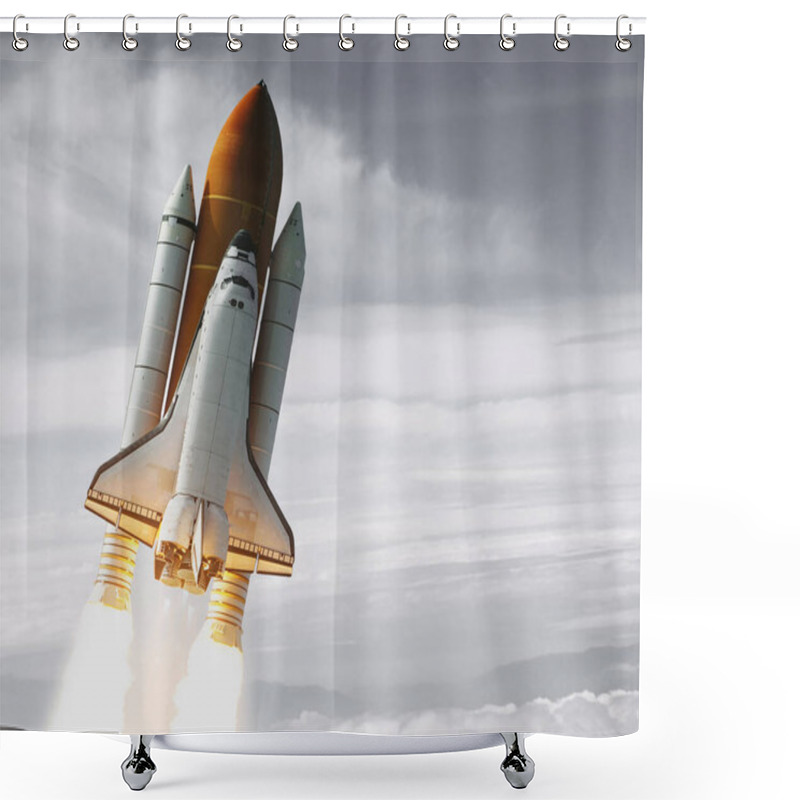 Personality  Liftoff Of The Rocket. The Elements Of This Image Furnished By NASA Shower Curtains