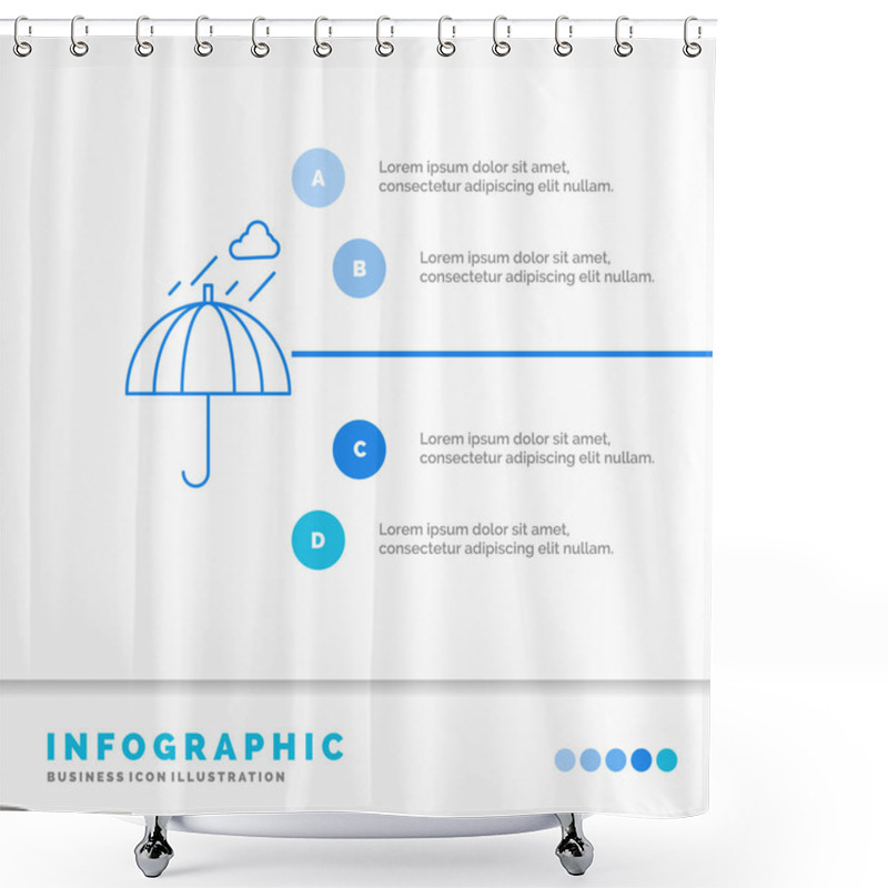 Personality  Umbrella, Camping, Rain, Safety, Weather Infographics Template For Website And Presentation. Line Blue Icon Infographic Style Vector Illustration Shower Curtains