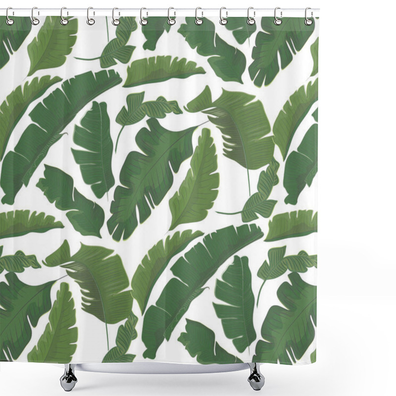 Personality  Summer Tropical Palm Leaf Paradise Pattern. Exotic Forest Foliage Abstract Decoration. Trendy 2017 Banana Botanical Print Shower Curtains