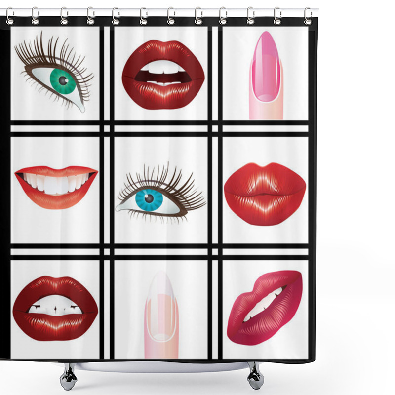 Personality  Eyes, Lips And Nails. Shower Curtains