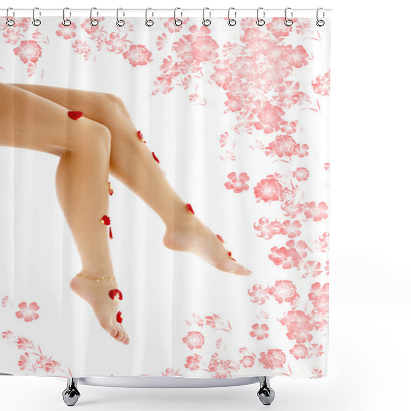 Personality  Beautiful Legs With Flowers In Spa Shower Curtains