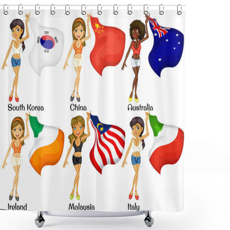 Personality  People And Flags Shower Curtains