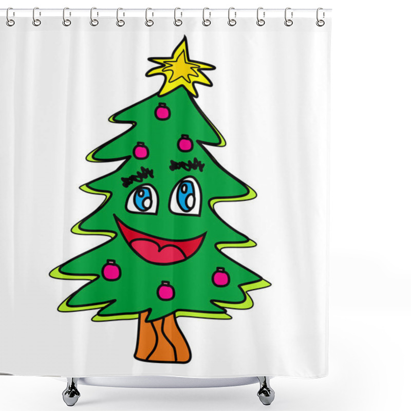 Personality  Christmas Tree Cartoon Character Shower Curtains