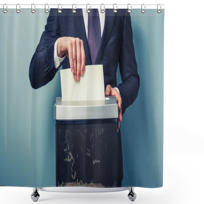 Personality  Businessman Shredding Documents Shower Curtains