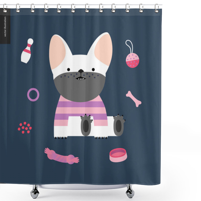 Personality  Cartoon French Bulldog. Vector Illustration Shower Curtains