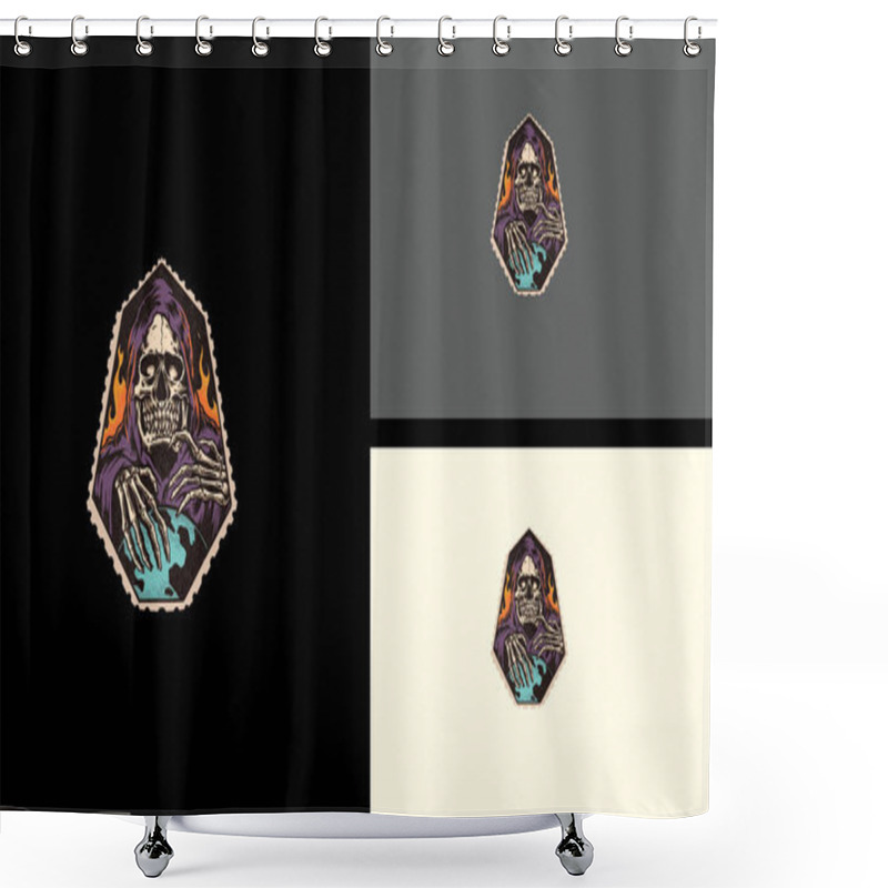 Personality  Angel Of Death And Flames Vector Tattoo Design Shower Curtains