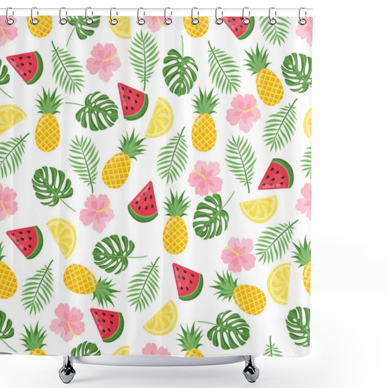 Personality  Seamless Pattern With Tropical Palm Leaves And Bananas. Vector Illustration. Shower Curtains