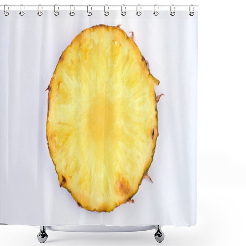 Personality  Slice Of Ripe Pineapple On Light Background. Shower Curtains