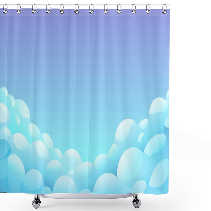 Personality  Blue Night Sky With White Fluffy Clouds Shower Curtains