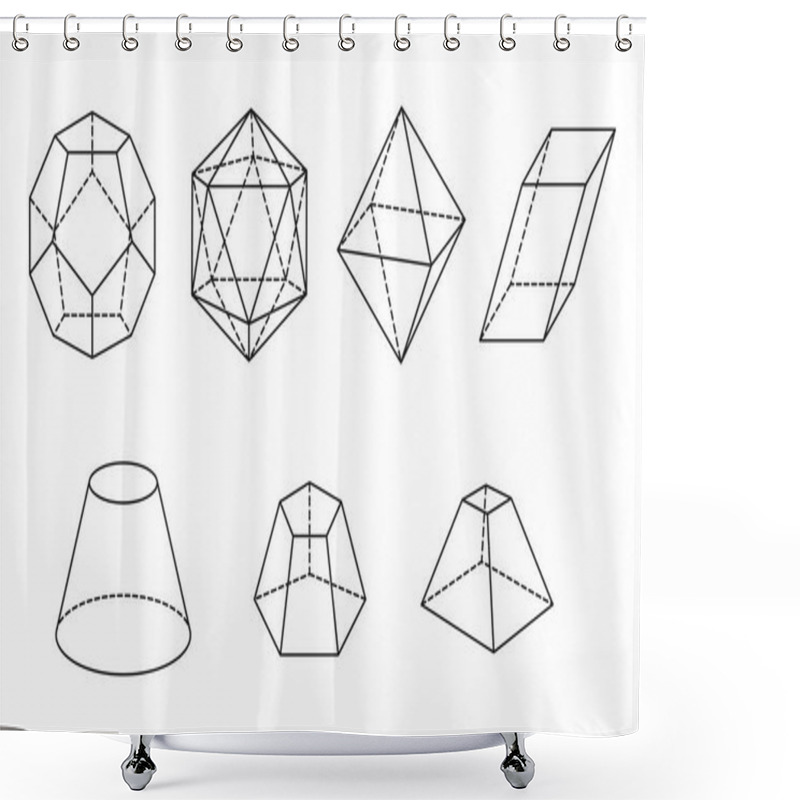 Personality  Polyhedrons Set Illustration Shower Curtains