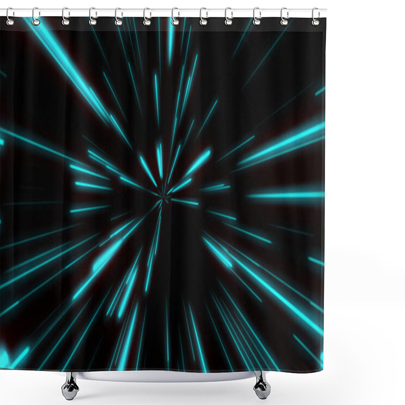 Personality  Line Shape Neon Blue And Red Light Dark Streaks Simple.Cyber Futuristic Speed Zoom Motion Graphic.Backdrop Beam Blur Flare.Abstract Light Fast Night Background.Modern Glow Color Magic Illustration Shower Curtains