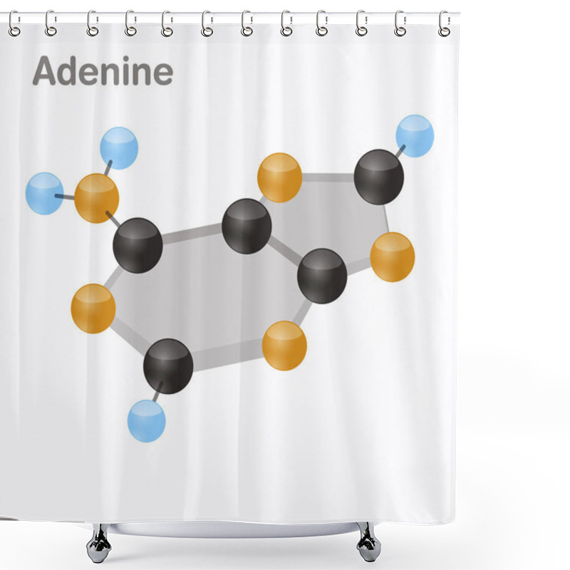 Personality  DNA Nucleotides-4, Adenine, A. Pyrimidine Nucleobase Molecule 3D Vector Illustration Shower Curtains