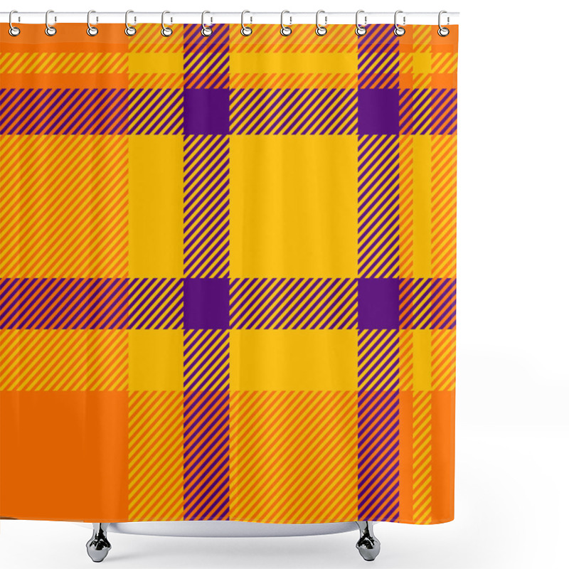 Personality  Vibrant Orange And Purple Diagonal Plaid Pattern. Perfect For Halloween, Fall Themes, Or Modern Textile Designs. Shower Curtains