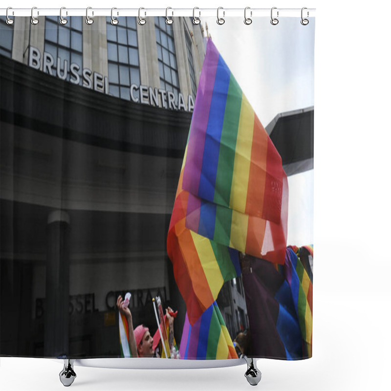 Personality  Brussels, Belgium. 18th May, 2019. People Take Part In The Annual Belgian LGBT Pride Parade.  Shower Curtains