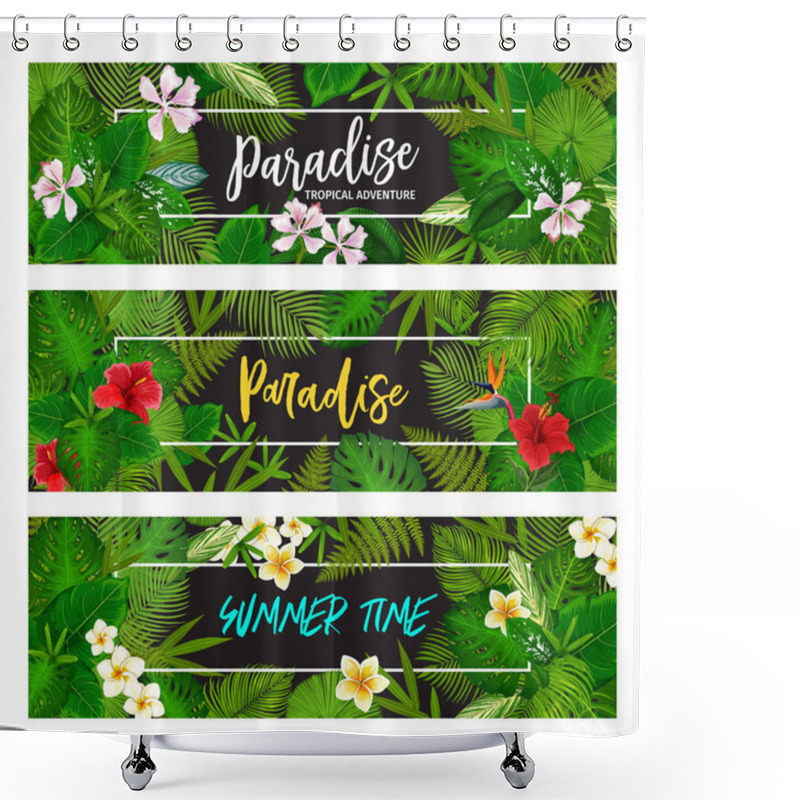 Personality  Tropical Exotic Palm Leaf Banners Shower Curtains