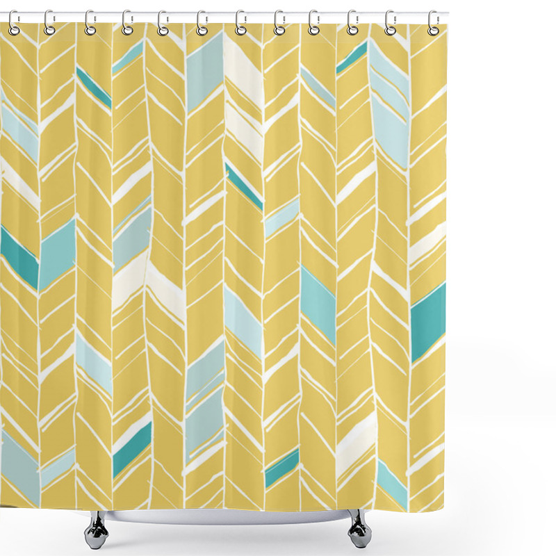 Personality  Hand Drawn Herringbone Pattern Shower Curtains