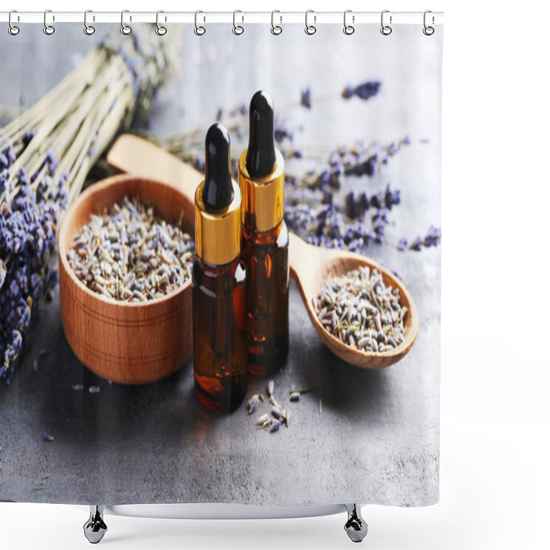 Personality  Lavender Oil And Flowers Shower Curtains