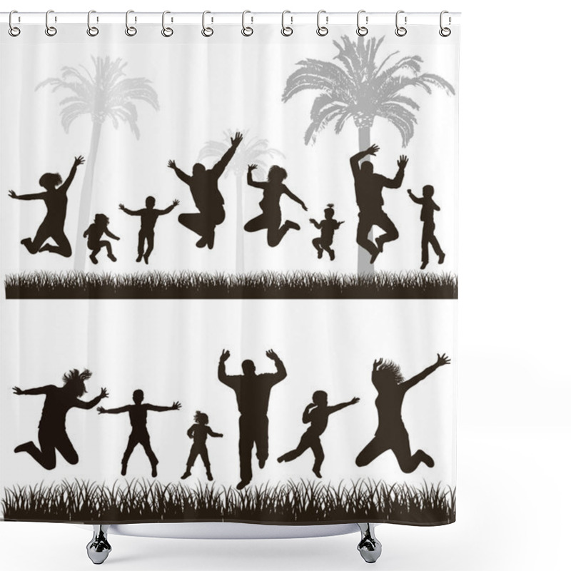 Personality  Young Active Family. Very Detailed Silhouettes. Conceptual Set. Shower Curtains