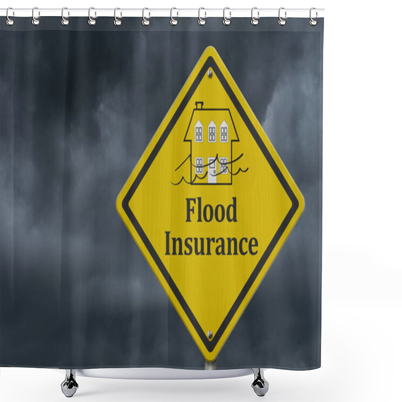 Personality   Flood Insurance Warning Sign With House With Stormy Sky Shower Curtains