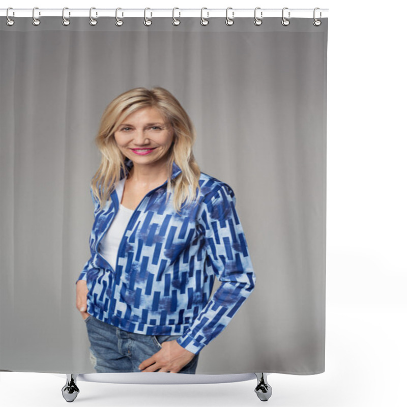 Personality  Smiling Office Woman Shower Curtains