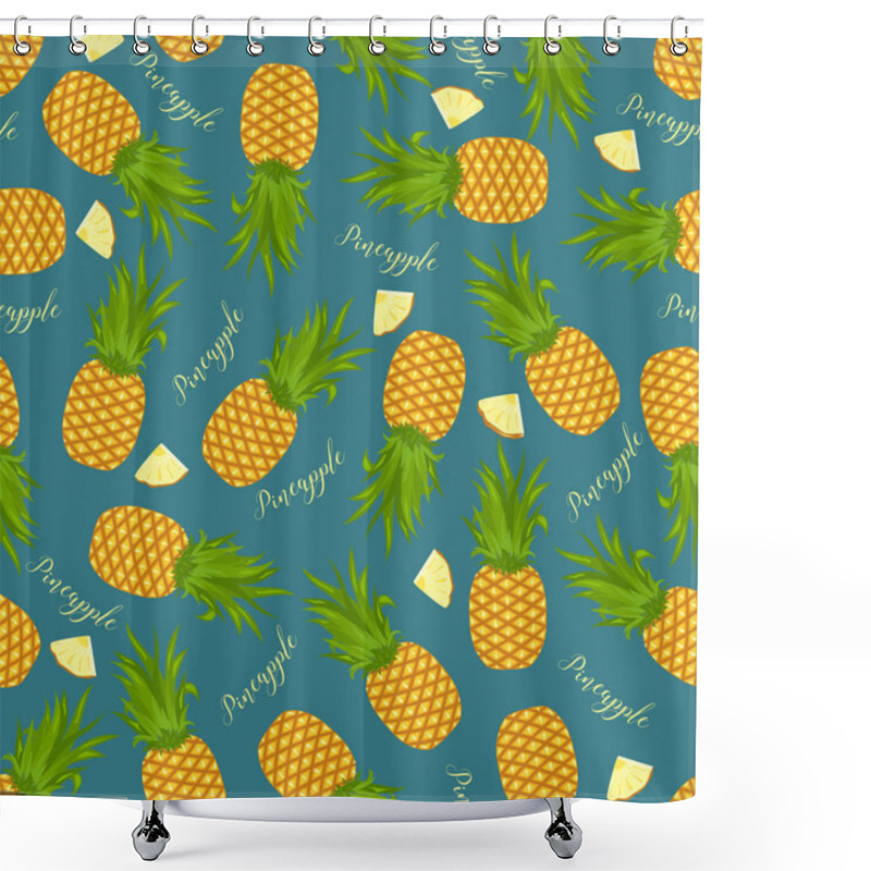 Personality  Seamless Background Of Whole Pineapples And Pineapple Slices. Pattern. Shower Curtains