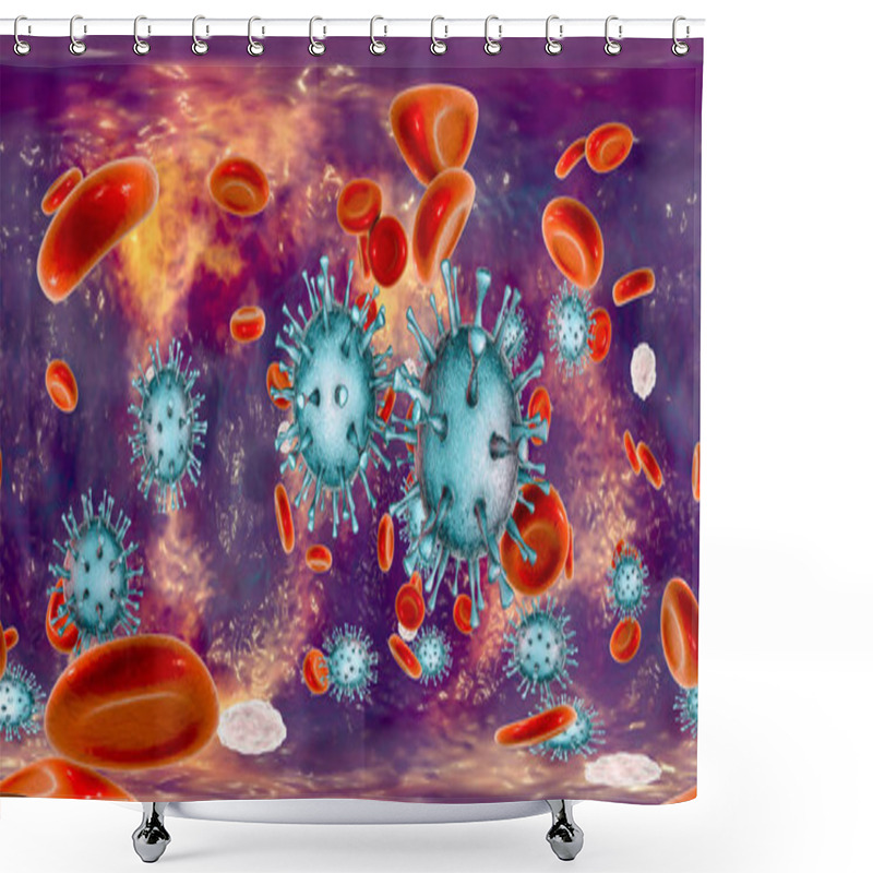 Personality  Cytomegaloviruses In Blood, 360-degree Spherical Panorama Shower Curtains