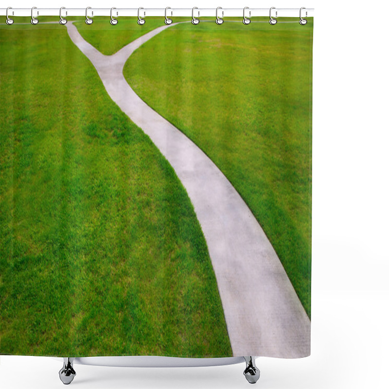 Personality  Garden Lawn Grass With A Two Option Ways Detour Shower Curtains