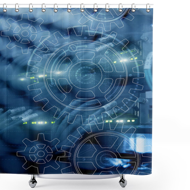 Personality  Data Loss Prevention. DIsaster Recovery. Supercomputer Blurred Background. 2020 Shower Curtains